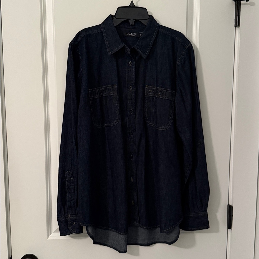 Ralph Lauren Black Label Dark Blue Denim Button Down Shirt